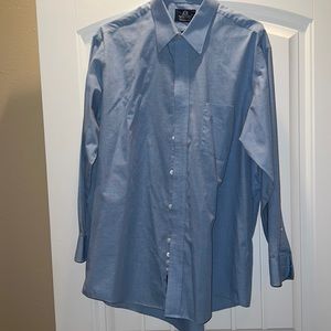 Button down dress shirt; light blue w/ fine white lines